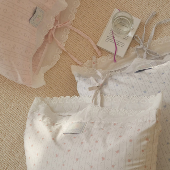 Rosy Eyelet pillow cover 枕カバー 韓国 おしゃれ かわいい maatila