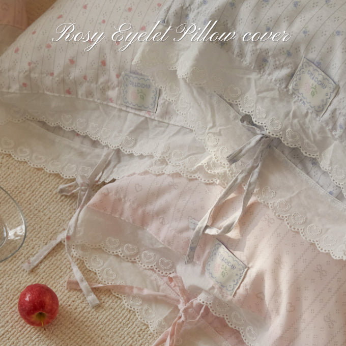 Rosy Eyelet pillow cover 枕カバー 韓国 おしゃれ かわいい maatila