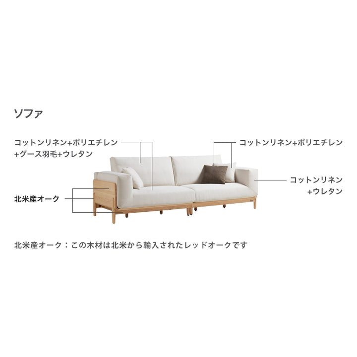 ソファ 3人掛け オーク カウチソファ 北欧