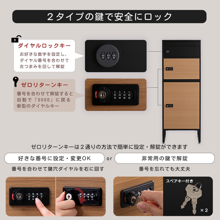 宅配ボックス スリムハイタイプ 3ボックス