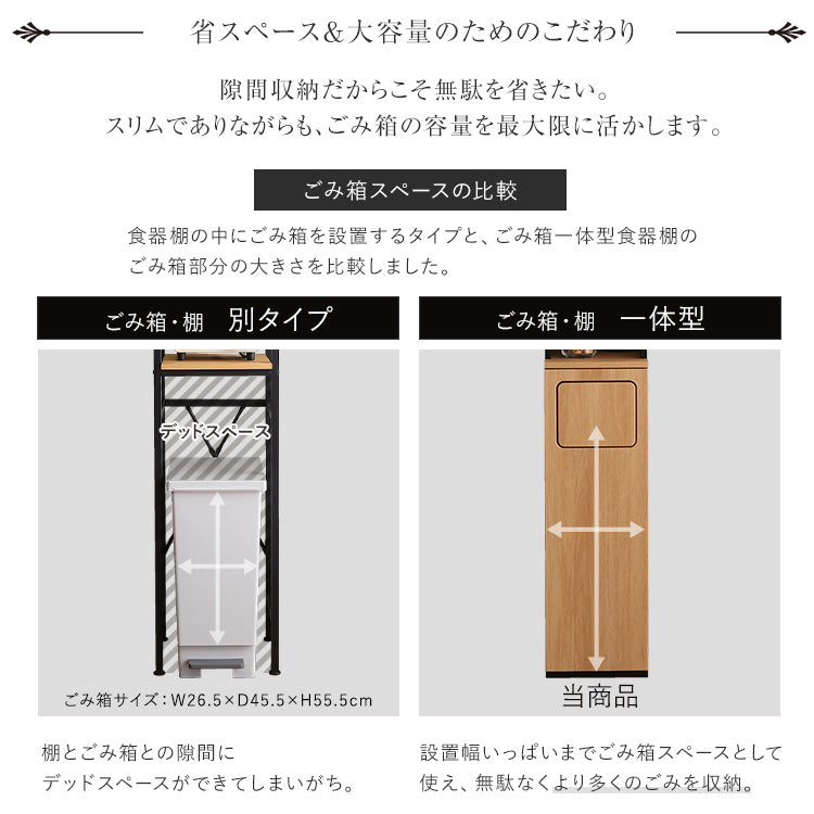 ヴィンテージ ごみ箱一体型食器棚 ごみ箱1つタイプ